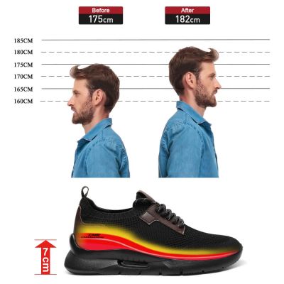 Sapato Alto Masculino - casual ao ar livre Tenis Com Salto Embutido 7CM