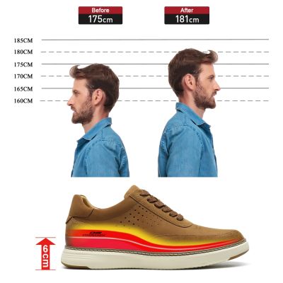 Tenis Masculino Com Salto - tênis masculino casual marrom que deixa você mais alto 6cm