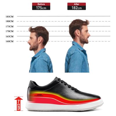 Tenis Masculino Com Salto - Palmilha Para Aumentar a Altura - tênis masculino casual preto respirável 7 CM