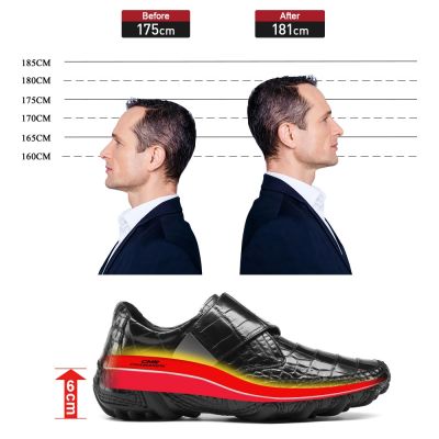 Salto Alto Para Homens - Sapatenis Masculino Com Salto Interno - sapatos de crocodilo de luxo feitos à mão 6CM