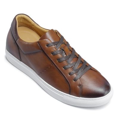 Tenis Masculino Com Salto - Tenis Com Salto Interno Masculino - sapatilhas castanhas casuais para homem 6CM