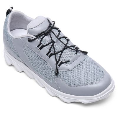 Sapato Masculino Salto Alto - Tenis Com Salto Embutido - Tênis esportivo cinza respirável masculino 5 CM