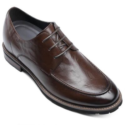  Sapato Masculino Salto Alto - Sapato Social Com Salto Interno - Sapatos Derby Café 7 CM