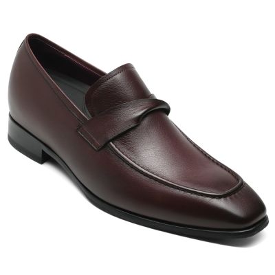 Sapato Social Com Salto Interno - Sapatos mocassins elevadores masculinos cor de vinho que deixam os homens mais altos 7cm