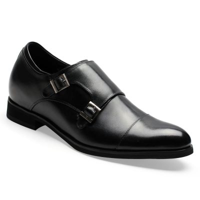 Chamaripa Preto Sapato Social Masculino Com Salto Interno + 7cm Mais Alto