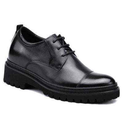 Sapato social masculino com salto - Sapatos sociais masculinos de couro preto - Sapato masculino aumenta 9 CM