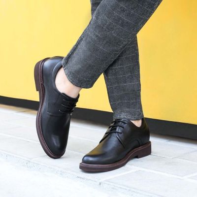 salto interno masculino - sapato social masculino salto alto - Sapatos sociais pretos - 7CM mais altos