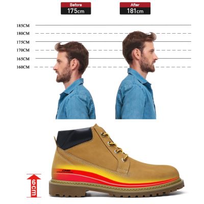 sapato masculino para aumentar a altura - botas de caminhada casuais masculinas marrons ao ar livre 6cm