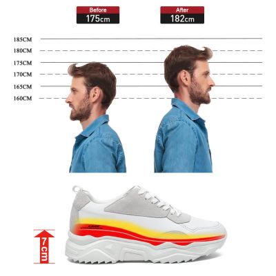 tênis que aumenta altura - tenis que deixa mais alto - Tênis masculino casual branco - Você +7cm Alto