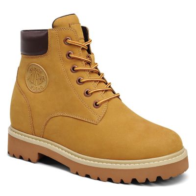 botas de elevação femininas - botas de caminhada ao ar livre em nobuck marrom 8cm